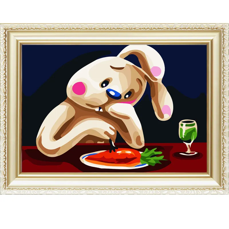 2024 fotos de estilo caliente DIY dibujos animados/Pintura de animales por números Kits pintura de imagen divertida