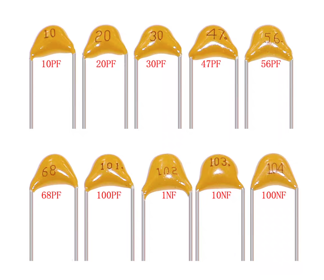 Set 300 Single-piece Monolithic Ceramic Capacitors (10pF 100nF) Straight Leads Non-polarized Rated 50V Standard Mounting 1 Year