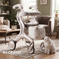 Déambulateur en fibre de carbone de conception nouvelle avec cadre futuriste blanc crème et sac de rangement de style chat pour les soins aux personnes âgées, service OEM