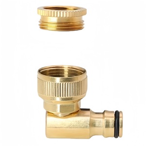 Brass Garden Hose Elbow <b>Connector</b> 25mm Threaded <b>Quick</b> Connect For Tap With Rotating Joint - Product Image 1