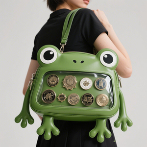 De bang thấp moq tùy chỉnh chất lượng cao DIY unisex hoàn toàn cá nhân thiết kế da rõ ràng Crossbody ếch ITA Túi ba lô - Product Image 2