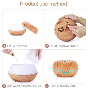 Wood Grain Aromatherapy <b>Humidifier</b> 400ml 167x95mm With Led Light For Home Office Use - Product Image 2