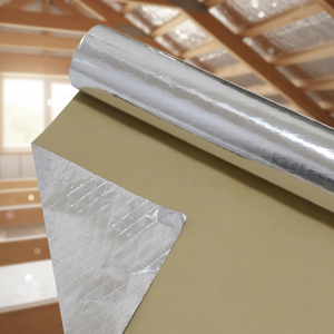 <span class=keywords><strong>Isolation</strong></span> réfléchissante pour toiture en PE conforme à la norme ASTM, feuille FSK en aluminium et toile kraft, utilisée sous la couche de toiture, dans les poutres de grenier - Product Image 3