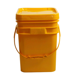 Ember persegi drum plastik pp kuning kustom open-top 5L 10L 20L 30L 50L