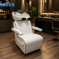 KISEN Fauteuil de lavage moderne de luxe pour salon de coiffure et spa, avec bac de lavage en céramique blanche, pour la beauté et le coiffage, à vendre