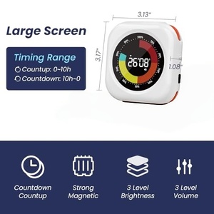 Minuteur de cuisine numérique visuel rechargeable magnétique personnalisé en gros pour fournisseurs, avec fonctions de compte à rebours et de minuterie Pomodoro - Product Image 2