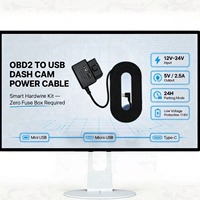 Cable de alimentación OBD OEM al por mayor para cámara de salpicadero, 12V 24V a 5V 2.5A, con fuente de alimentación 24H, kit de cableado directo OBD a USB C