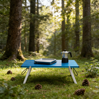 Table de pique-nique pliable en alliage d'aluminium moderne et léger, personnalisable, design durable et imperméable pour la randonnée et le camping