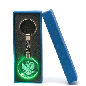 Rusia con bandera de águila, llavero de cristal, llaveros de cristal LED personalizados, llaveros de bandera de armas de escudo ruso con dos ojales de latón - Product Image 2