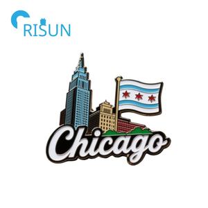 Fabricación de Metal personalizado <span class=keywords><strong>Chicago</strong></span> esmalte Pin broche personalizado <span class=keywords><strong>Chicago</strong></span> Star solapa Pin insignia ciudad de <span class=keywords><strong>Chicago</strong></span> bandera Pins - Product Image 5