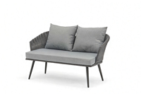 Ensemble de salle à manger d'extérieur moderne, structure en aluminium et rotin, plateau de table en verre céramique durable, résistant aux intempéries, confortable, pour 4 personnes, jardin