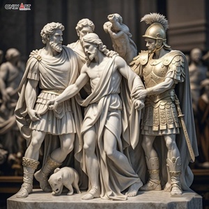 Estatua famosa Católica Cristiana talla de piedra grande primera estación Jesús condenó <span class=keywords><strong>muerte</strong></span> mármol blanco Jesús 14 estación escultura - Product Image 1