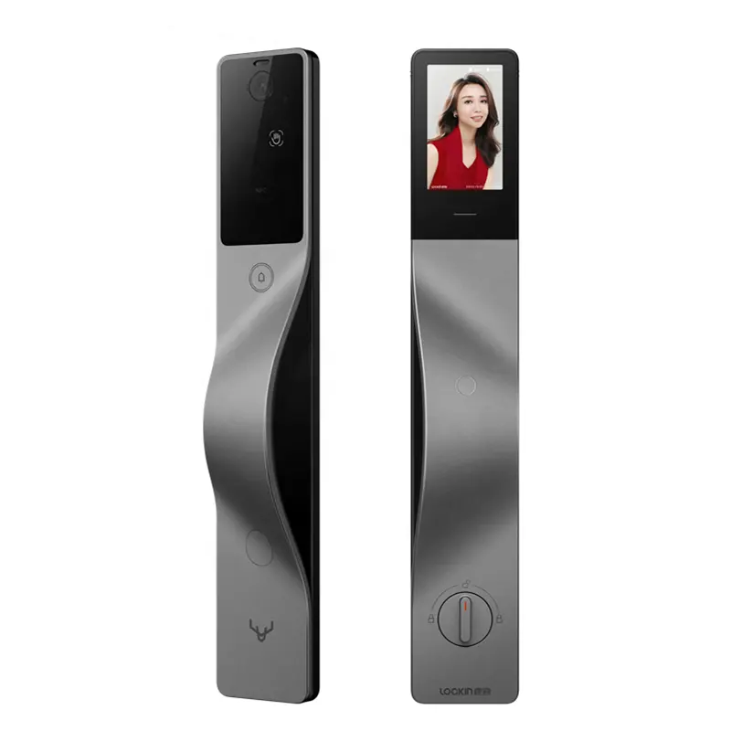 قفل باب إلكتروني رقمي ذكي بكاميرا واي فاي مع ميزة التعرف على الوجه ثلاثي الأبعاد وشاشة يد في عروة اليد V5 Max