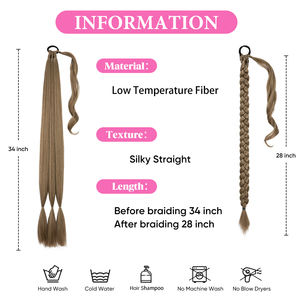 Extensiones de cabello trenzado de cola de caballo sintética de 34 pulgadas, cola de caballo trenzada DIY <span class=keywords><strong>con</strong></span> banda de goma, Anillo para el cabello para mujer, <span class=keywords><strong>trenzas</strong></span> para el cabello - Product Image 4