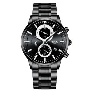 Reloj de pulsera de cuarzo de acero inoxidable NIBOSI 2390, Correa resistente al agua de 40mm, banda de cristal de aleación OEM de lujo, fábrica de moda - Product Image 6