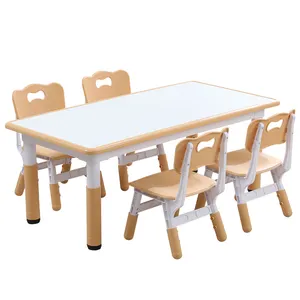 Fireproof wood surface table learning table set for kids painting writing