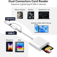 Lecteur de carte SD TF à 2 têtes Lecteur de carte mémoire Plug and Play Adaptateur de carte SD Chargement et lecture simultanés
