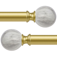 Tringle à Rideaux Longue en Fer Doré Luxe, Effet Marbre Givré, Robuste et Réglable, avec Supports