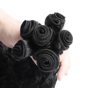 Lot de 6 mèches de cheveux synthétiques en fibre haute température, 260g, double trame, ondulation brésilienne, densité 180% - Product Image 3