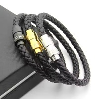 Bracelet tressé en cuir véritable avec fermoir magnétique en acier inoxydable, bracelet tissé pour homme, bijoux tendance décontractés, cadeau