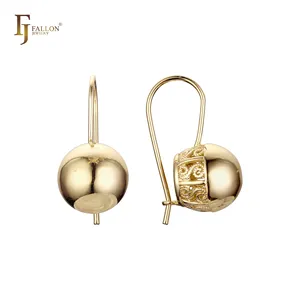 52100067 FJ Fallon Fashion Jewelry .Oksana's Beads - Beads Lantern Wire Hook Earrings Plated In 14K Gold Brass Based