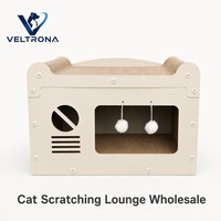 Mobilier pour chat : Niche en forme de téléviseur en carton, lit fermé, finition grain de bambou, abri intérieur pour chat, vente en gros