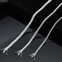 SMON01 Colliers Chaîne Tennis en Argent 925 avec Diamants de Laboratoire et Moissanite VVS, 2.0mm-5.0mm, Bijoux Hip Hop Iced Out, Testeur de Diamant Inclus