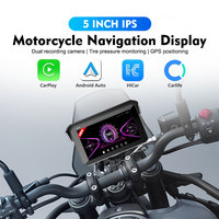 Navigateur GPS pour moto de 5 pouces avec CarPlay intégré, Wi-Fi et 1 an de support, écran tactile IPS étanche, montage sur tableau de bord