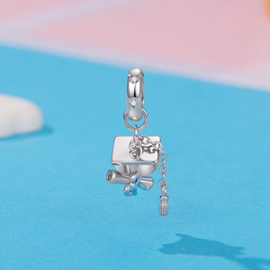 Silver Plated Graduation Cap <b>Charm</b> With Diploma And Tassel Unisex <b>Jewelry</b> Gift - Product Image 4