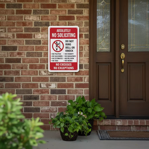 Cartello Personalizzato di Alta Qualità 7*10 Pollici 'Assolutamente Proibita la Solicitazione, Non Suonare il Campanello, Nessuna Scusa, Nessuna Escezione' - Product Image 6