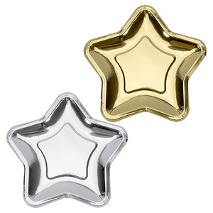 Nouvel ensemble de vaisselle jetable écologique tendance, assiettes en papier uniques en forme d'étoile et de cœur pour les fêtes sur le thème des anniversaires - Product Image 1
