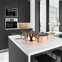 Ensemble de casseroles de cuisine essentielles, modernes, écologiques et saines, en acier inoxydable, finition miroir cuivre, 4 pièces