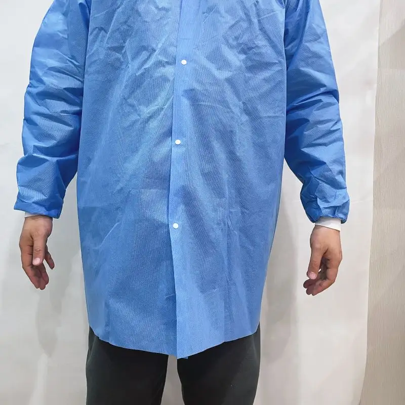 Лабораторный халат 45 г SMS синий лабораторный халат с застежкой-молнией два кармана XL пальто для посетителей