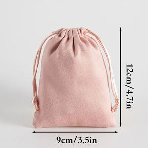Sacs en velours à cordon en vrac 9x12cm, pochettes cadeaux en flanelle colorées pour bonbons, friandises, bijoux, bagues, pour fêtes de mariage et événements. - Product Image 3