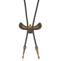 Cravate Bolo Vintage Ailes d'Aigle, Style Western Punk, en Cuir Synthétique, Collier Chaîne pour Chemise, Bijou pour Hommes et Femmes