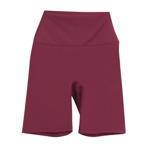 Shorts de yoga taille haute avec poches arrière, taille élastique, coupe slim, pantalon de course, motif uni, sans coutures latérales - Product Image 4
