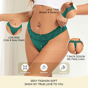 Shanhao celana dalam Thong wanita, bahan katun rendah tahan bocor Solid aliran ringan untuk renda menstruasi - Product Image 2