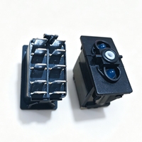 Interrupteur à bascule DPDT (ON)-OFF-(ON) 10P DC12V24V, sans couvercle, double LED bleue longue durée, pour voiture, bateau, camion, moto