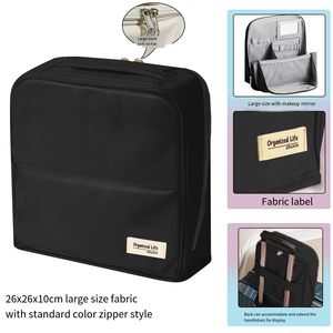 Bolsa de Maquillaje Vertical de Tela Resistente <span class=keywords><strong>con</strong></span> Apertura Magnética para un Almacenamiento Conveniente de Cosméticos, Artículos de Aseo y Accesorios - Product Image 2