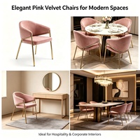 Chaises de Salle à Manger en Velours Mobilier d'Hôtel Belge Chaises de Relaxation à Bras Unique Canapé Pieds Dorés Chaises de Table à Manger Rose Luxe Moderne