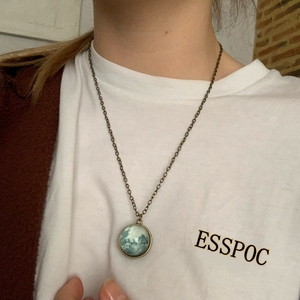 Ingrosso <span class=keywords><strong>pianeti</strong></span> luminosi nebulosa spazio esterno palla di vetro ciondolo catena di metallo argento gioielli collana da donna - Product Image 6