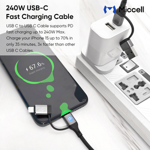 Câble de charge rapide Miccell en gros 4-en-1 USB-C <span class=keywords><strong>vers</strong></span> USB-C, câble de données tressé pour iPhone, Xiaomi - Product Image 6