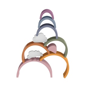 Bloques de Apilamiento de Arcoíris de Silicona, 6 Piezas, Juego de Bloques Educativos Montessori para Niños, Certificado EN-71 - Product Image 4