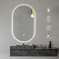 Miroir de salle de bain LED vertical à capsules, miroir rétroéclairé sans cadre anti-buée en option, miroir mural étanche IP44 anti-explosion