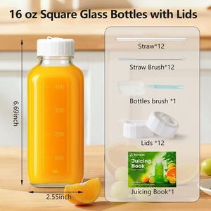 Botellas de Vidrio para Jugos con Doble Escala, Botellas de Vidrio Reutilizables para Jugos, Smoothies, Kombucha - Botella de Agua para Refrigerador o Gimnasio - Product Image 2