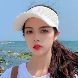 Fashion Folds Design <b>Women</b> Empty <b>Top</b> <b>Hat</b> Summer Solid Color Large Brim Sunscreen <b>Hat</b> Outdoor Elastic Fabric Sports Sun Cap - Product Image 5