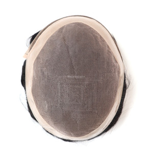 Perruque noire naturelle Fine indétectable, module de cheveux, pour hommes, toupet avec dentelle frontale - Product Image 2