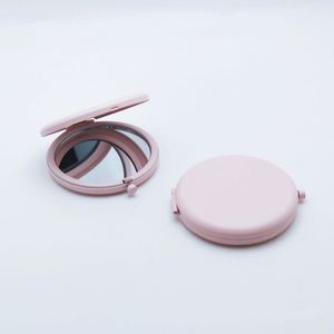 2024 Factory Price Pink Sublimation Blank Round Double Side Metal <b>Compact</b> Pocket Make up Hand <b>Mirror</b> for Travel - Product Image 1