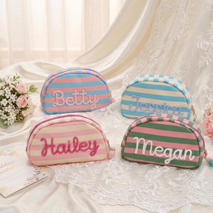 Uionen Personalized Hand-embroidered Name Colorful Shell <b>Makeup</b> Bag Toiletry Bag <b>Makeup</b> <b>Case</b> Storage Bag Spring and Summer - Product Image 3
