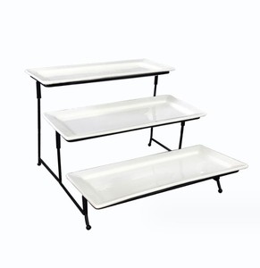3 <strong>Tier</strong> Serving <strong>Stand</strong> <strong>Food</strong> Display Collapsible Sturdier Metal Rack - Product Image 2